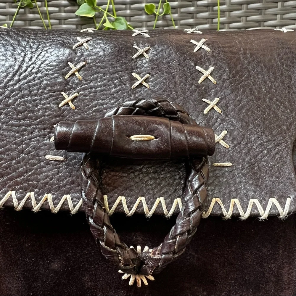 Luella Gisele Bartley Special Edition Satchel Chocolate Brown Leather Suede Boho